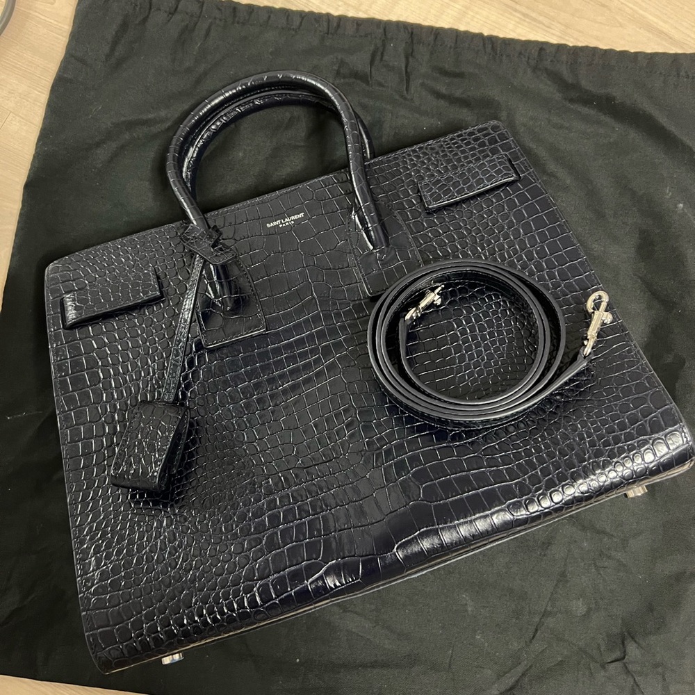 Saint Laurent Sac de Jour in Crocodile-Embossed Leather - Small - Picture 5 of 7